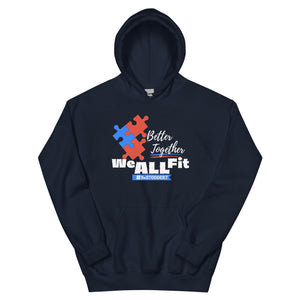 We ALL Fit - BLACK (Puzzle Pieces) - Unisex Hoodie