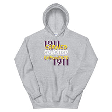 Load image into Gallery viewer, 1911 OMEGA PSI PHI - EARNED...EDUCATED...EMPOWERED - Unisex Hoodie
